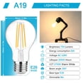 thumbnail image 2 of Bombillas LED de filamento Ascher A19, 6 W, 2700 K, E26, paquete de 6, 2 of 9
