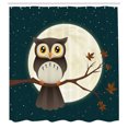 thumbnail image 2 of Ambesonne Owl Feather Shower Curtain, Night Bird Moon Branch, 69"Wx84"L, Dark Teal Brown and Eggshell, 2 of 4