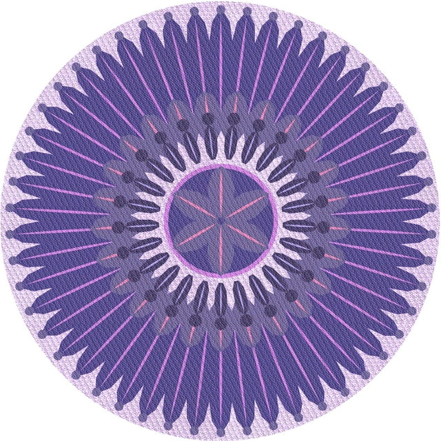 Ahgly Company Machine Washable Indoor Round Transitional Purple Amethyst Purple Area Rugs, 5' Round