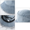 thumbnail image 3 of Kukuzhu Frayed Denim Bucket Hat Distressed Jean Fisherman Cap Wide Brim Boonie Sun Hat Packable Beach Cap for Women Men, 3 of 7