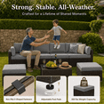 thumbnail image 5 of 7-Piece Patio Furniture Set, PE Rattan Outdoor Couch with Cushions and Glass Coffee Table, Wicker Sofa Set for Backyard, Porch, Garden, Balcony - Gray, 5 of 9