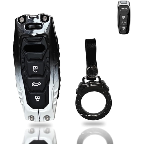 Heavy Metal Key Fob Cover Case Protector for Audi A3 A6 A7 A8 A8L E-Tron Q7 Q8 RS6 RS7 S3 S6 S7 SQ7 SQ8(2020 2021 2022), Smart Remote Keyless Keyshell Keychain Accessories