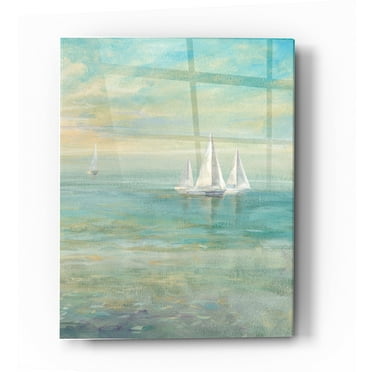 Epic Art 'Sunrise Sailboats II' by Danhui Nai, Acrylic Glass Wall Art, 24"x36"