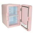 Personal Chiller LED Lighted Mini Fridge with Mirror Door, Coral