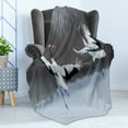 thumbnail image 4 of Africa Soft Flannel Fleece Throw Blanket, Dancing Pair of Red-Crowned Crane Open Wings in Flight Romantic Bird Print, Cozy Plush for Indoor and Outdoor Use, 60" x 80", White Black, by Ambesonne, 4 of 5