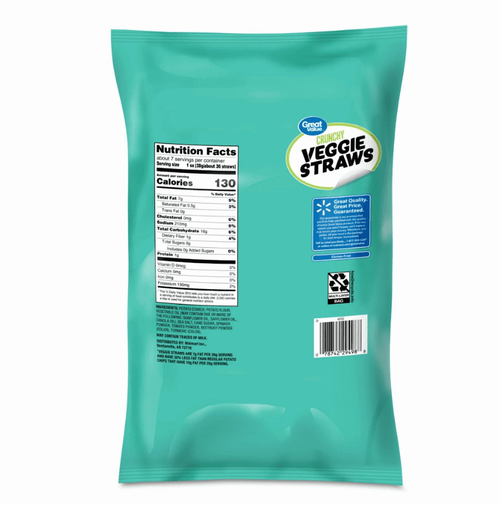 (3 pack) Great Value Sea Salt Veggie Straws, 7 oz