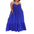 thumbnail image 3 of Robe Longue d'Été Décontractée et Fluide pour Femmes avec Poche, Bretelles Spaghetti, Encolure Dégagée, Ample, pour la Plage, 3 of 5
