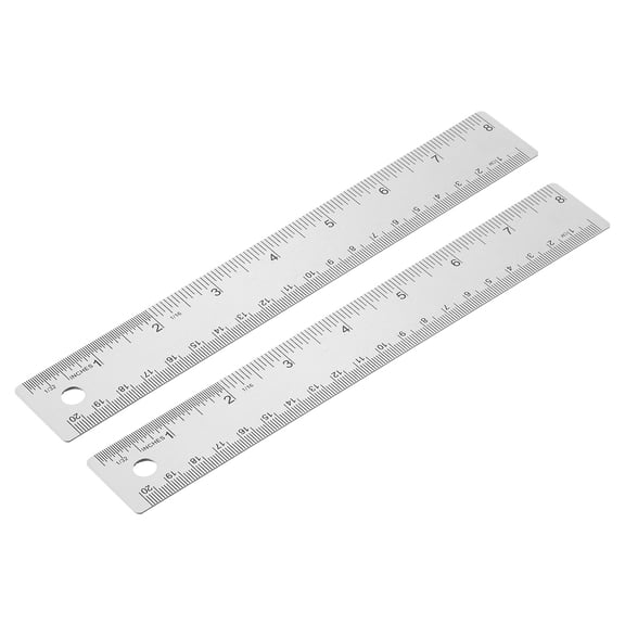 Uxcell 8 Inch Stainless Steel Straight Ruler, 2 Pcs Cork Backing Non Skid Metal Ruler Metric Measuring Tools for Office