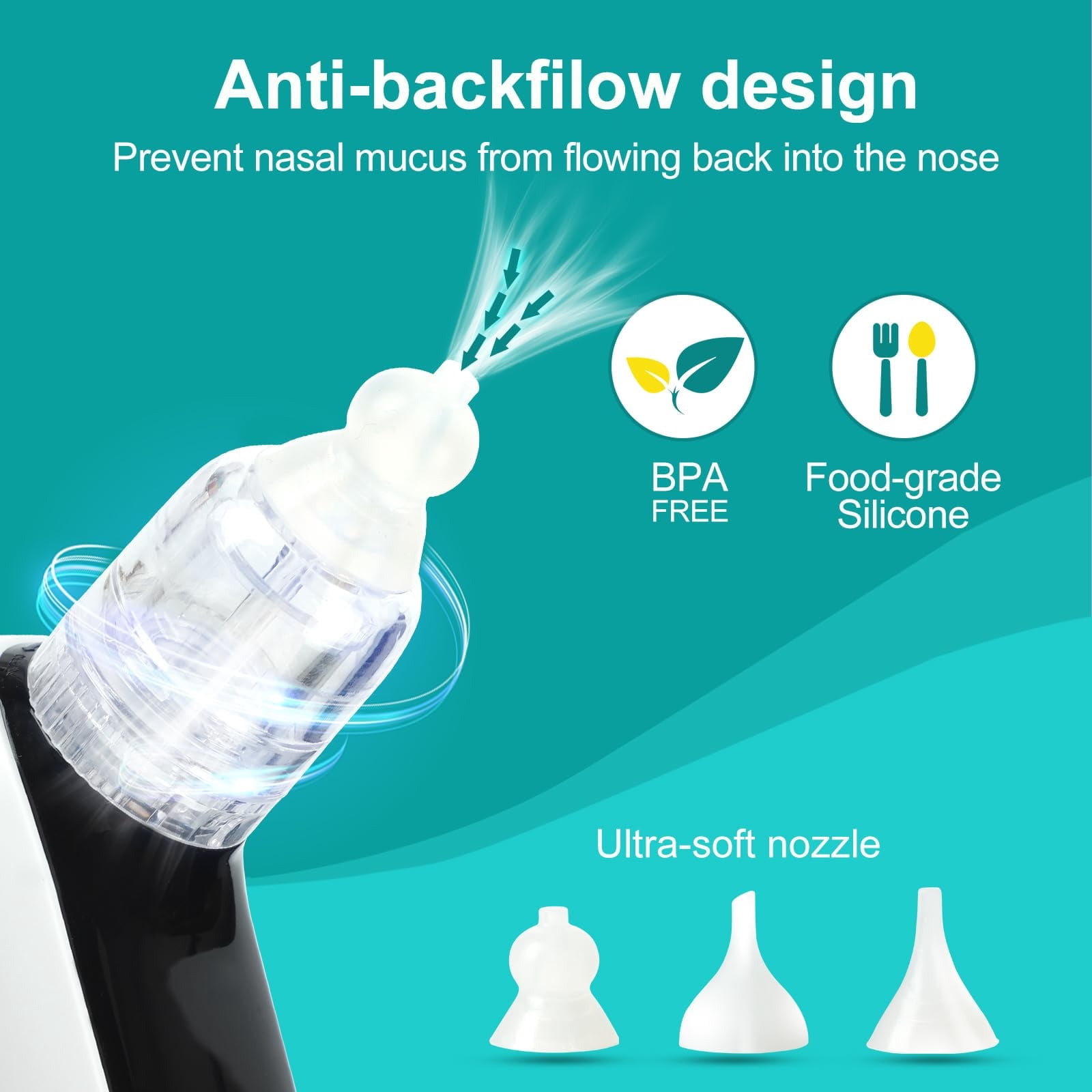 Baby Electric Nasal Aspirator with 3 Suction Levels, Music &  Light, USB Rechargeable Nose Cleaner for Infants & Toddlers
