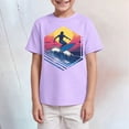 thumbnail image 2 of TOWED22 Boys Short Sleeve Graphic Tees 5-14 Years Crew Neck T-Shirts Prints Casual Summer Tops(Purple,3-4 Y), 2 of 4