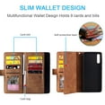 thumbnail image 3 of Dteck Wallet Case For Samsung Galaxy A50, Matte PU Leather Case Built-in 9 Card Slots Zipper Purse Flip Cover With Hand Strap, Brown, 3 of 8