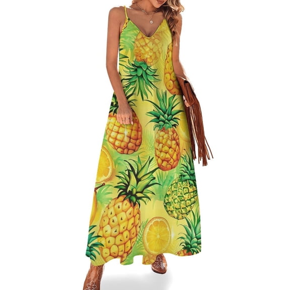 Lunarable Pineapple Sleeveless Dress for Women Clothing Female Women's Summer Skirt
