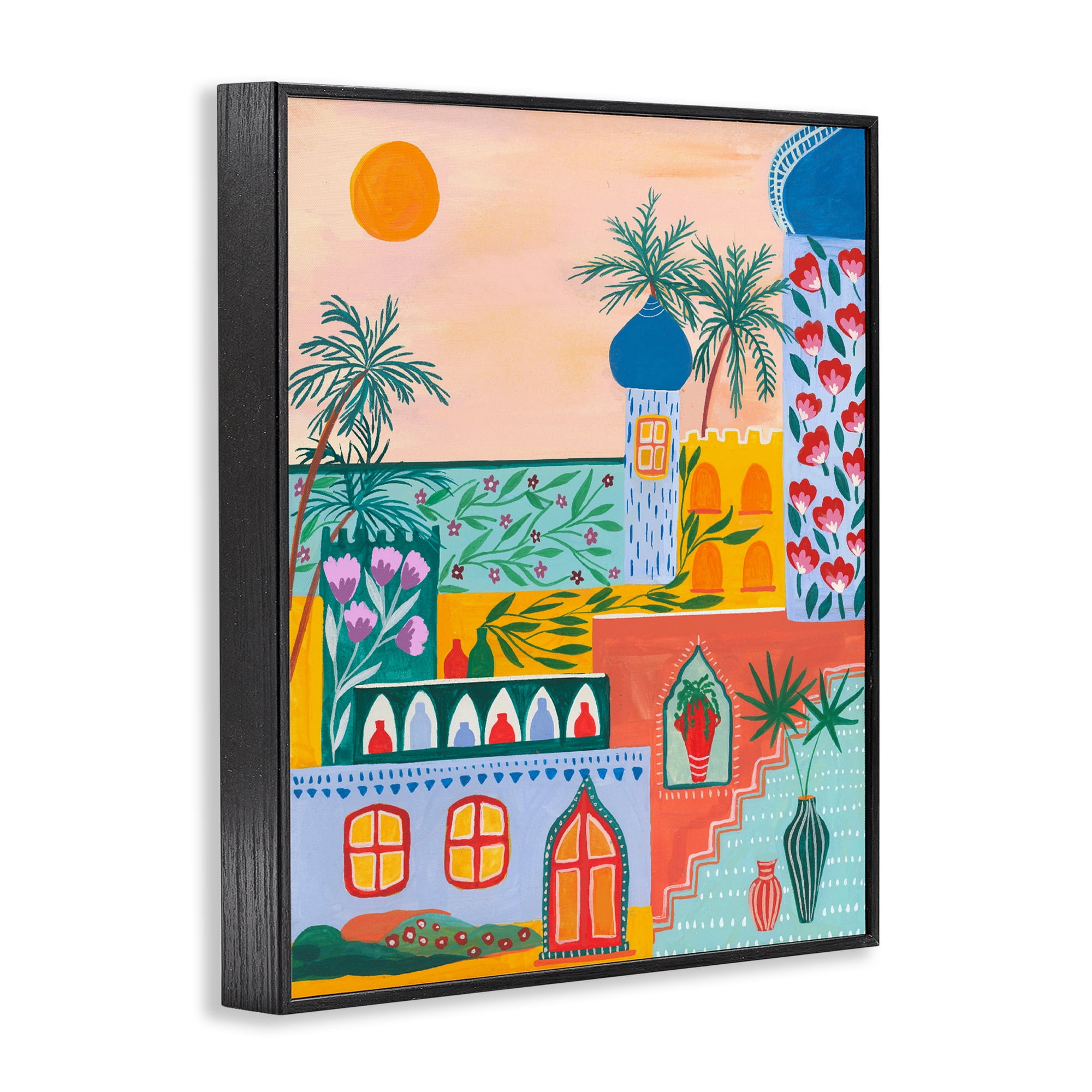 Egyptian City Architecture Black Framed Giclee Art, design by Nabeela Rumi