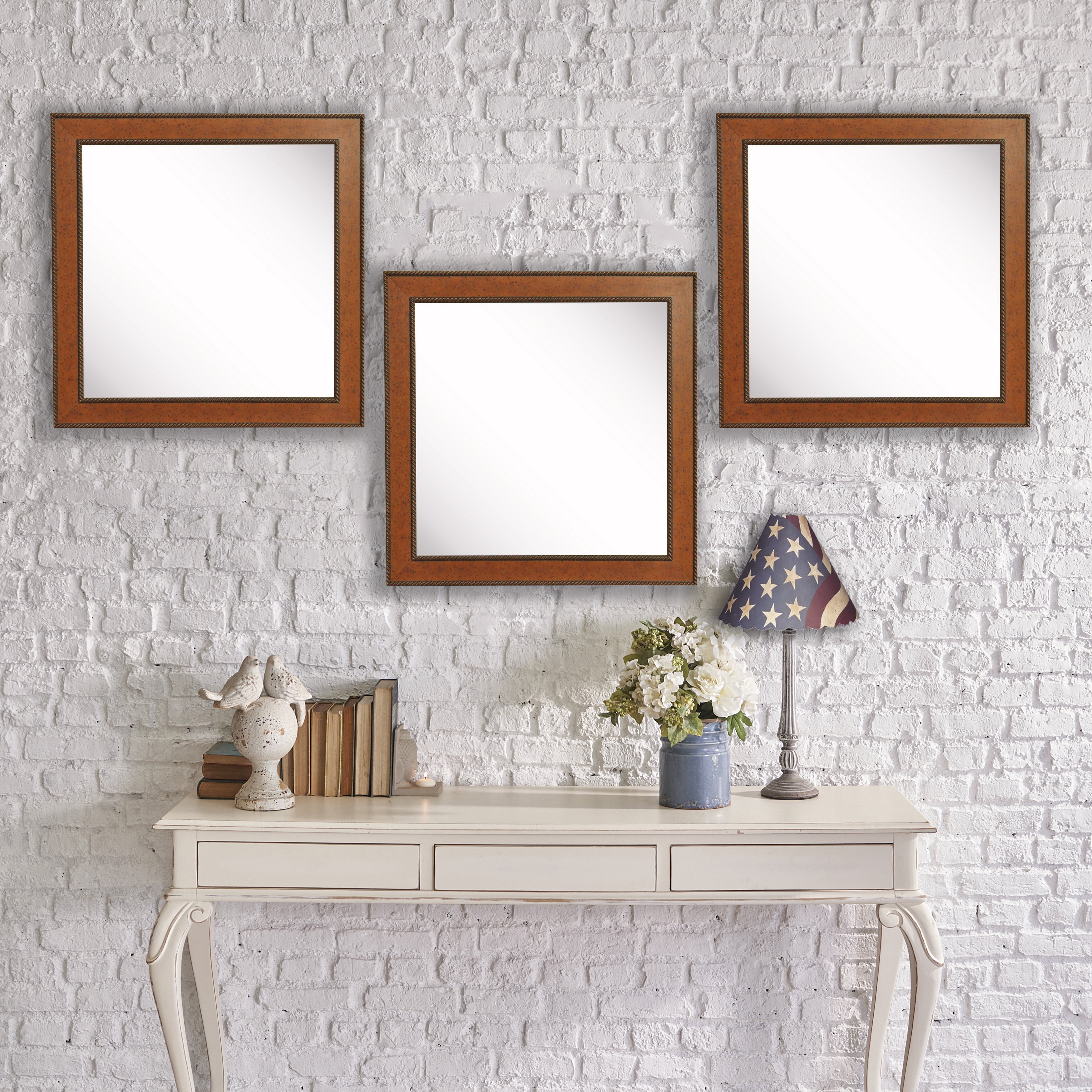 Rayne Mirrors Rayne Western Rope Square Wall Mirror Set - Brown