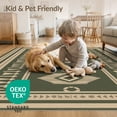 thumbnail image 4 of ODIKA 9'x12' Green Beige Deep Geometric Washable Area Rug Bold Totem-Inspired Pattern Design Non-Slip, Chair-Friendly for Dining Room, Basement, Large Office, 4 of 7