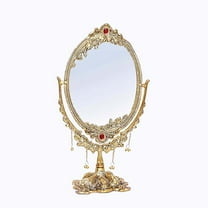 Swadeshi Desire Double Side Table Mirror Gold Plated for Gift Love one Festival Gift Perfect for Birthday, Anniversary Wedding (Floor Mount, Oval, Unframed)