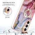 thumbnail image 4 of SaniMore for Samsung Galaxy S22 Case, Marble Pattern 3 in 1 Heavy Duty Shockproof Full Body Hard PC+IMD Bumper Drop Protective Women Girls Cover Rotating Ring Bracket Stand for Galaxy S22, Rose, 4 of 10