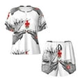 thumbnail image 4 of Naloa Moose Kissing Under Mistletoe Women's Short-Sleeved Pajama Set, Loungewear, Summer pajamas, Breathable Cozy - X-Large, 4 of 9