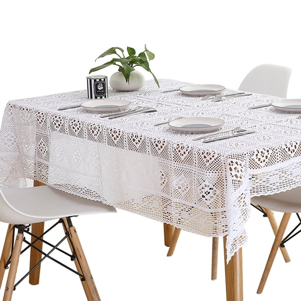 Mantel Vintage de encaje, manteles de cocina de ganchillo blanco para mesas para fiestas, banquetes, cenas, decoraciones de boda