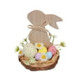 thumbnail image 7 of Easter Wooden Ornaments - Rabbit & Easter Egg Themed Desktop Decor, Floral Accented Bucolic Style Home Decoration, Handcrafted Festive Pieces for Easter Tabletop Display, 5.91*4.53in, Multicolor, 7 of 7