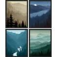 thumbnail image 2 of PixonSign Framed Wall Art Forest Mountain Silhouette Landscape Prints, Set of 4 Nature Wall Decor Arts, Landscape Wall Décor, Adhesive Canvas Poster, Modern Home Artwork - 11"x14" Black, 2 of 5