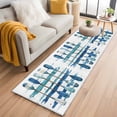 thumbnail image 2 of 2x6 Kitchen Runner Rug, Lake Paddles Non-Skid Rubber Backing Large Rectangle Rugs - Living Room Bedroom Home Office, Summer Watercolor Teal Blue Striped Indoor Floor Mat Carpets Washable Rug, 2 of 9