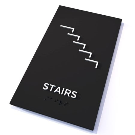 Kubik Letters Stairs Sign, ADA Compliant Modern Design Door Sign with Grade 2 Braille for Stair Door with 3M Double Sided Tape