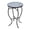 Black,Blue,White, variant on Blue and White Mosaic Outdoor Round Side Table with Ceramic Tile Top and Curved Iron Legs, Matte Black, for Patio and Garden