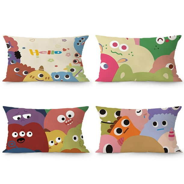 Funda de almohada de felpa con forma de pareja de monstruos de estilo coreano, 40 x 60 cm