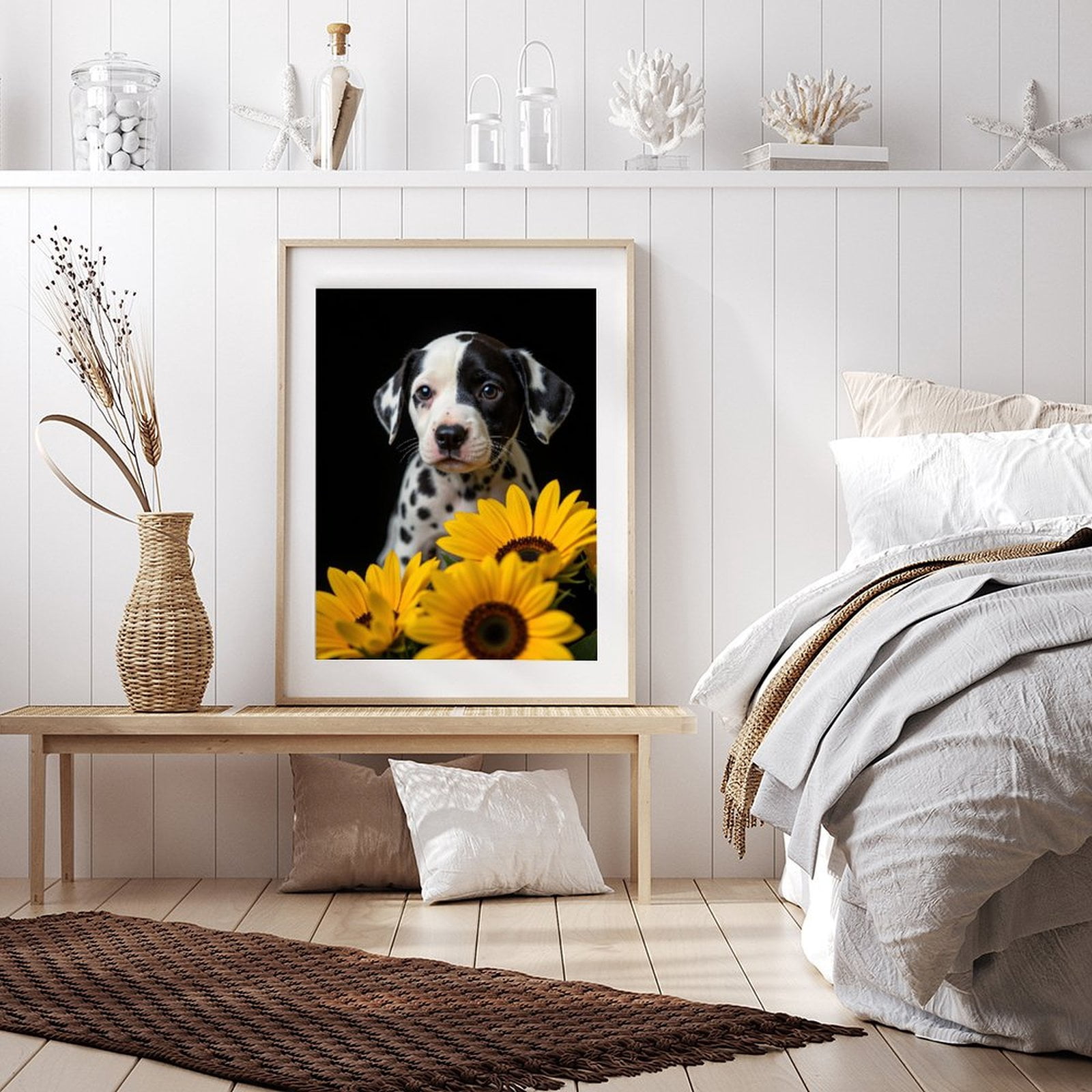 Diamond Art Kits for Adults - 5d Dalmatian Puppy Sunflowers Bliss Diamond Painting for Adults, Diamond Art for Adults Beginners, Diamond Painting Kits for Adults for Home Wall Decor