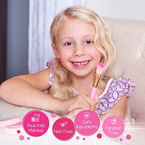 QDRAGON Kids Real Makeup Kit for Girl Pink Unicorn, Little Girl Makeup Set,  Real/Non Toxic/Washable Make Up Toy, Unicorns Gifts for Girls Ages 3 4 5 6