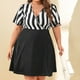 thumbnail image 1 of ICHUANYI Clearance Women Plus Size Summer Casual Short Sleeve V Neck Printed Sleeve Dresses Loose Dress(White, XXL) ICHUANYI WER2023081116711, 1 of 8