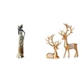 thumbnail image 1 of Escultura de mujer tribal africana con estatuas de renos , artesanía coleccionable para decoración del hogar y hoteles., 1 of 8