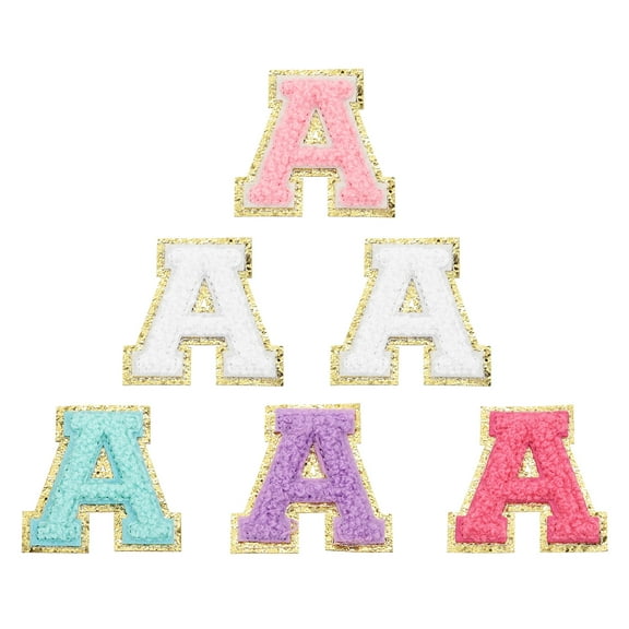 Uxcell Letters Patches, 6 Pcs Initial Letter A Self-Adhesive Patch Embroidered Fabric 2.2 Inch Alphabet Stickers for Clothes Hats Makeup Bags DIY, Multicolor