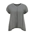 thumbnail image 4 of GRACE & GRANDEUR Women's Plus Size Tops Vertical Stripe V Neck Short Sleeve Blouses Drop Shoulder Top 2X Black, 4 of 5