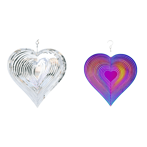 Viento en Forma Corazón Que Cuelga Metal Al Aire Libre para Jardín (plata 20 * 28 8 Cm)