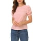thumbnail image 1 of INSPIRAR CHIC Camisetas Vintage de Gingham para Mujeres con Mangas Cortas Abullonadas y Cuello Redondo Camiseta Blusa 3XL Rosa Sandía, 1 of 7