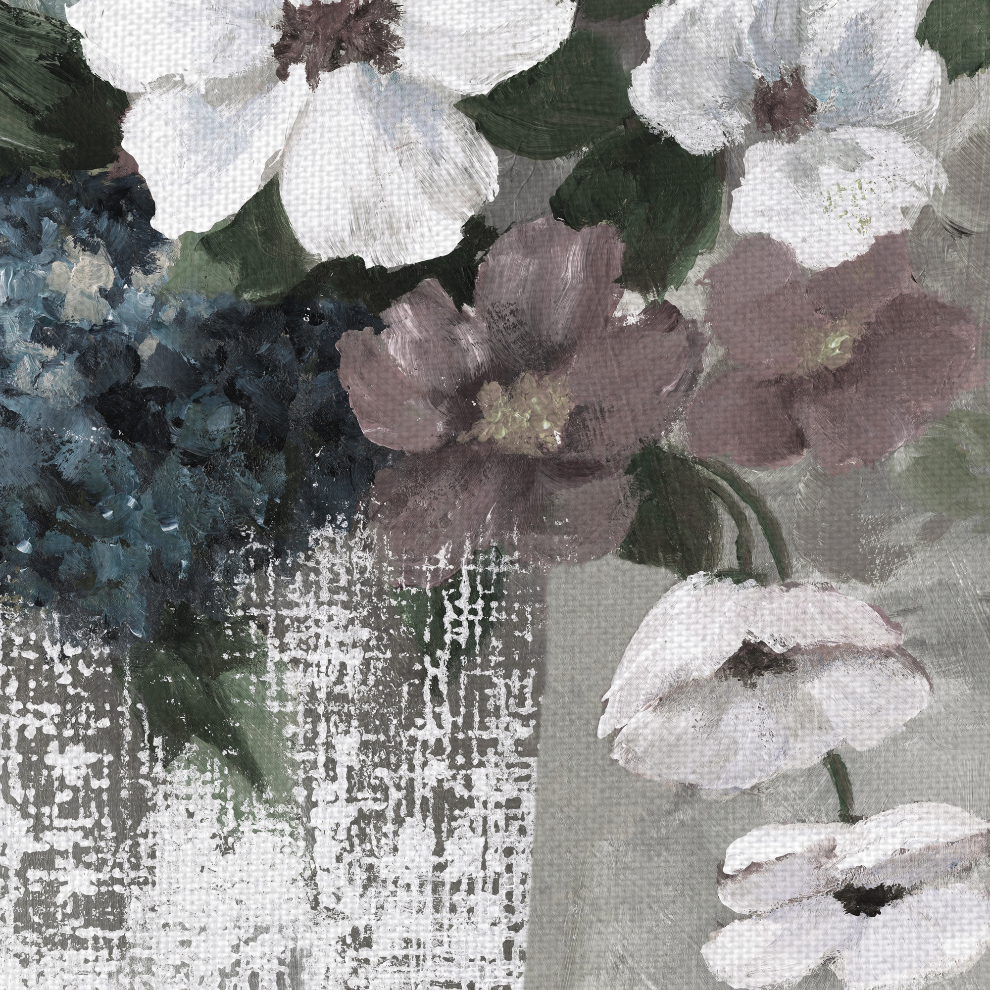 Masterpiece Art Gallery Linen Bouquet I Light Sqaure REV By Nan Canvas Art Print 24" x 24"