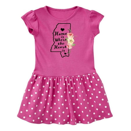 

Inktastic Mississippi Home is Where the Heart is with Watercolor Gift Baby Girl Dress