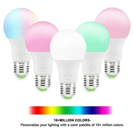 

Smart LED Bulb E27 WiFi Multicolor Light Bulb Compatible with Alexa Echo Google Home and IFTTT (No Hub Required) 5 Pack