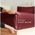 thumbnail image 6 of CGK Linens 6-Piece Breathable and Cooling Sheet Set With Extra Matching Pillowcases - California King Size Bed Sheets Fits 8"-16" Mattresses, Burgundy, 6 of 7