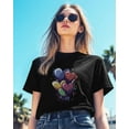 thumbnail image 3 of Women's T-Shirts Valentines Hearts Graffiti Paint Cotton Crewneck Tee Short Sleeve Casual Tops Loose Graphic T-Shirt Black, M, 3 of 7