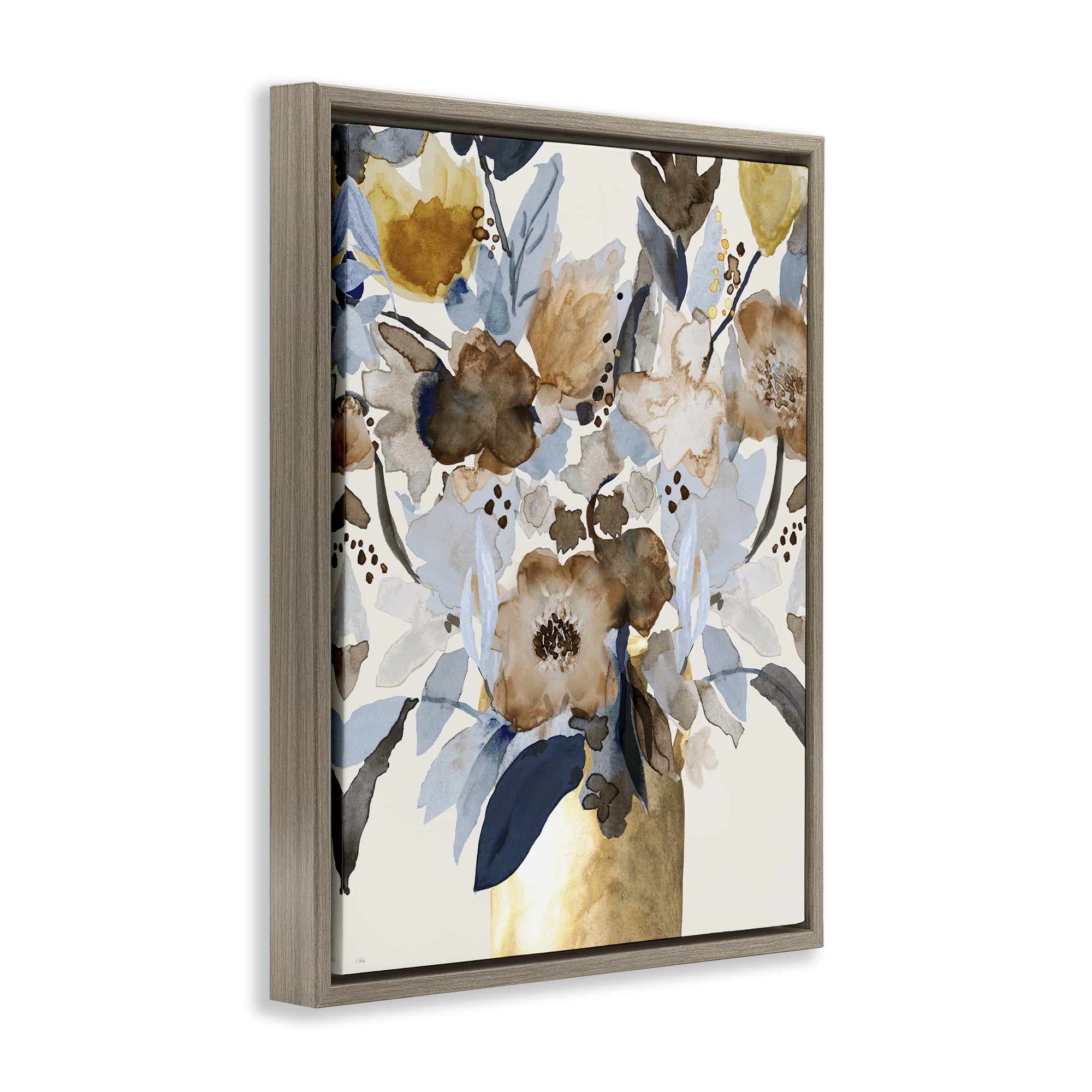 Stupell Industries Expressive Earthy Blossoms Brown Framed Floater Canvas Wall Art, design by Val Rhodes