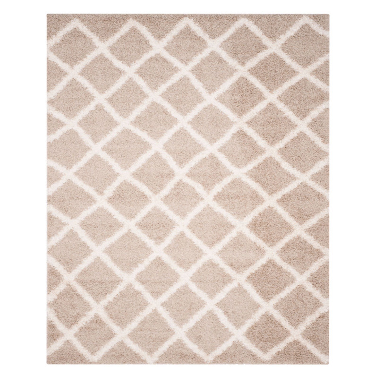 SAFAVIEH Dallas Jerrie Geometric Shag Runner Rug, Ivory/Grey, 2'3" x 12'