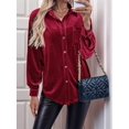 thumbnail image 3 of Women'S Winter Long Sleeve Velvet Cardigan Button Casual Tops Shirt Ladies Tops Green XS, 3 of 7