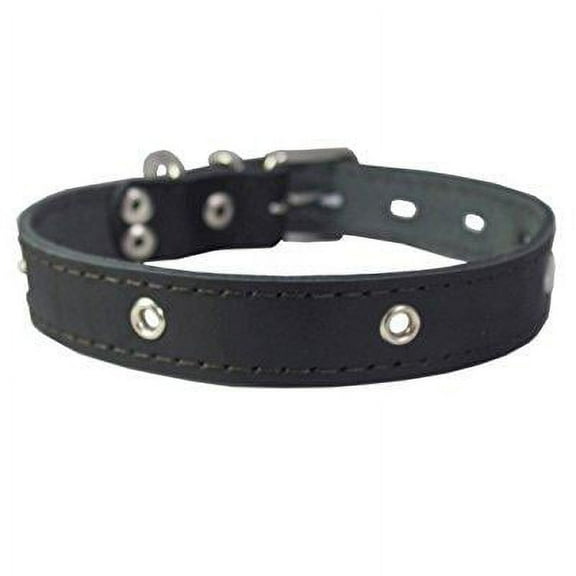 genuine leather studded dog collar, black, 1 wide. fits 13-17.5 neck size