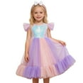 thumbnail image 2 of Huowey Girls Tutu Sequins Dress Ruffles Sleeveless Rainbow Glitter Tulle Long Dresses With Hairband Party Formal Gown Elegant Outfits,Pink,3-4 Years, 2 of 7