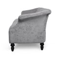 thumbnail image 3 of Benjara Kyle Sofa, 75 Inch, Classic Turned Wood Legs, Button Tufted Light Gray, 3 of 5
