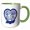 Green/White, variant on 3drose, Thank You- Blue Willow Pattern Heart with Text Ribbon on White, 11oz Two-tone Red Mug