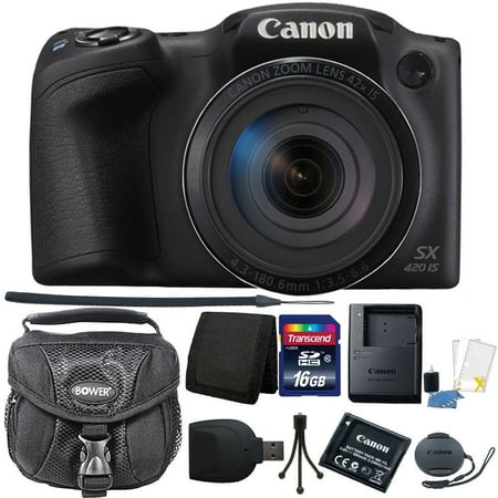 Canon PowerShot SX420 IS 20.0MP HD 720p Video Recording 1.2.3" CCD 42x Optical Zoom Lens 24-1008mm (35mm Equivalent) Built-In Wi-Fi ISO 1600 Black Digital Camera + 16GB Accessory Kit